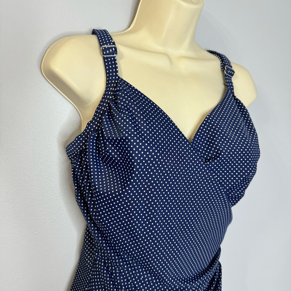 Miraclesuit Pin-Point Oceanus Allover Slimming One Piece Swimsuit Sz 12 - Picture 3 of 13